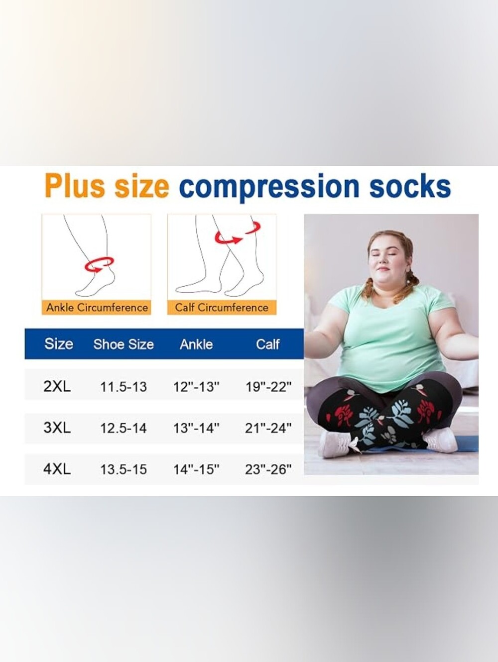 Plus Size Compression Socks, Multi, Size 2XL - Picture 4 of 4